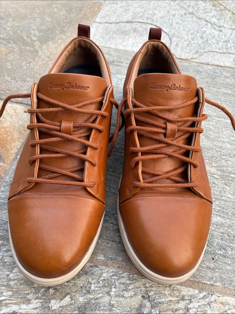 TOMMY BAHAMA Brown Leather Lace-Up Casual Sneakers Size 12D